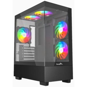 THUNDER BLACK FOX TGC-747 RGB Micro-ATX Mid-Tower High Air Flow Gaming Case + 3x 120mm ARGB Fans